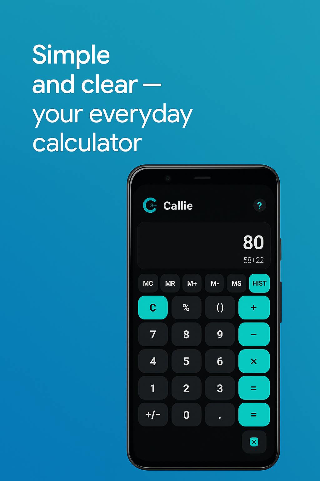Callie calculator app for Android showing Classic, Scientific, and Unit Converter screens